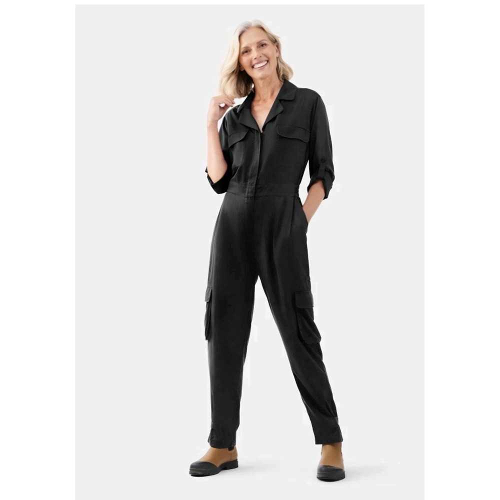 Martha Stewart Relaxed Utility Jumpsuit Size Small in Black